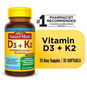 Nature Made Extra Strength Vitamin D3 5000 IU (125 mcg) Softgels, Dietary Supplement for Bone and Immune Health Support, 100 Count